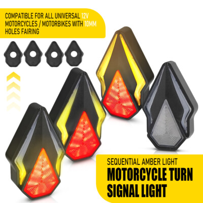 Flush Mount Motorcycle Sequential Amber Flowing LED Turn Signal Blinker Light N