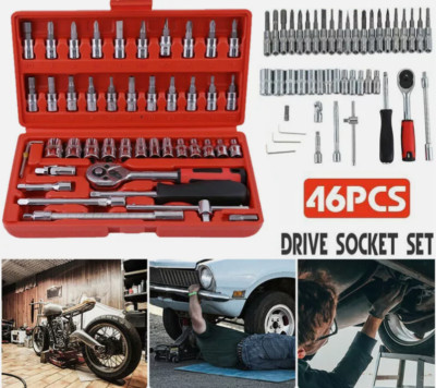 46 Stück Zum Selbermachen Haushalt Haus Handwerkzeug Set Kit Box Reparatur Wartung Steckschlüsselsatz