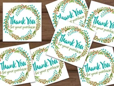 200 Thank you for your purchase floral wreath customizable business cards
