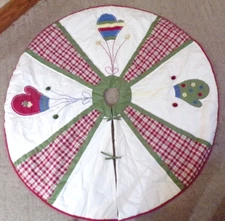 C & F Enterprises Quilted Homespun Christmas Pom Pom Mitten Tree Skirt 54"