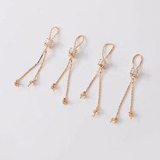 2pcs Tassel Chain Pendant With Pearl Mounting Peg,Half Drilled Pearl Charm Chain
