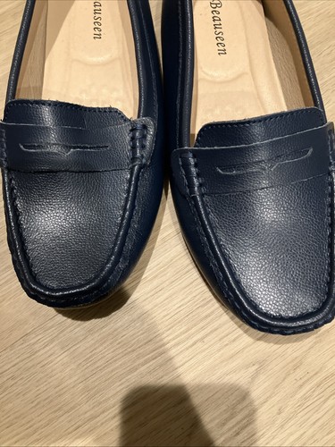 Beauseen Leather Penny Loafer Driving Moccasin Womens Size 10 Navy Blue NWOB - Picture 7 of 8