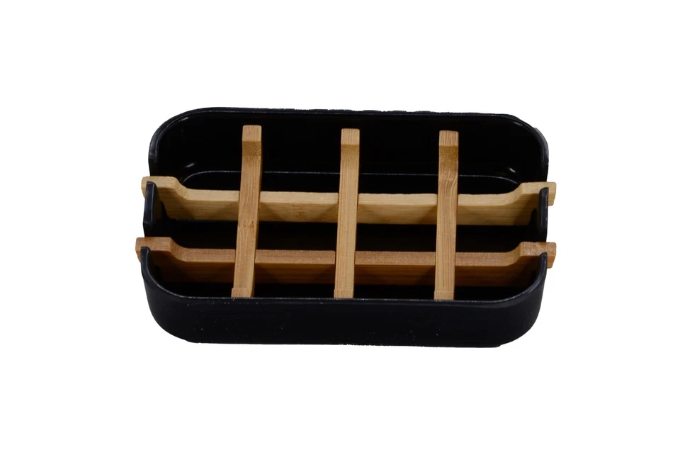 1 pc Bamboo Self-Draining Soap Dish Drain Storage Holder Soap Box Tray Bathroom - Image 3 of 4