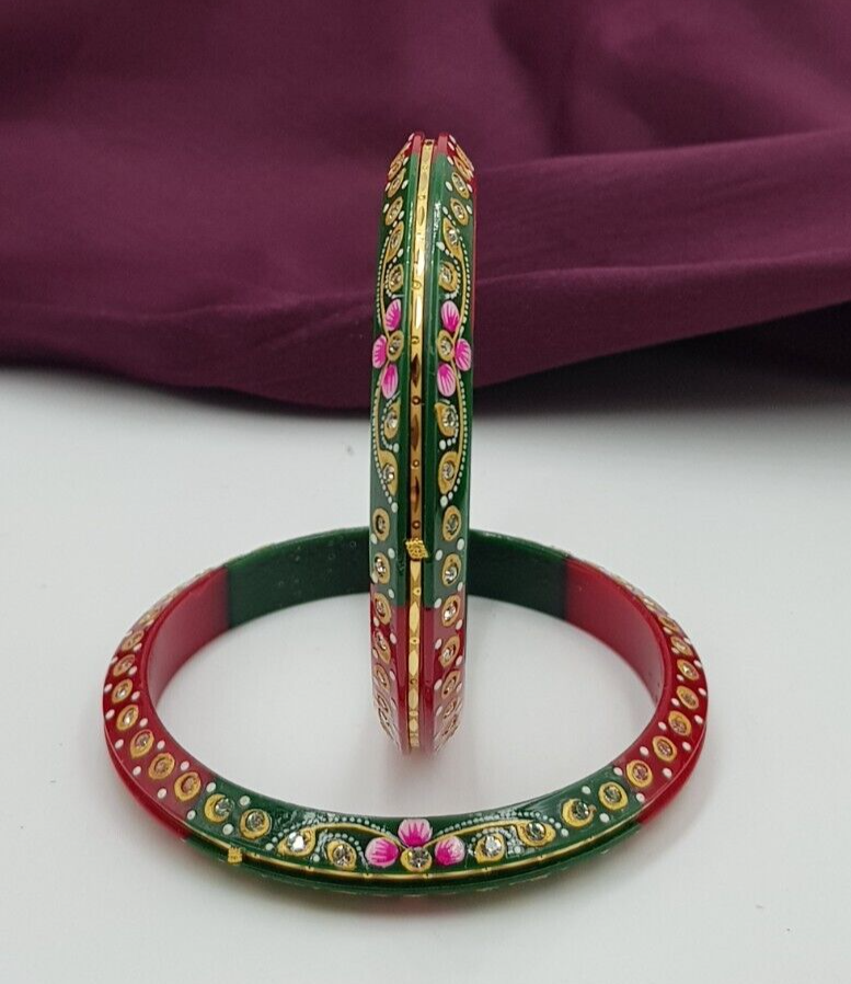 【GARNI】Paint Crockery Bangle Slip On Chudi 22K Gold Bangle Painting Work Yellow Gold Women
