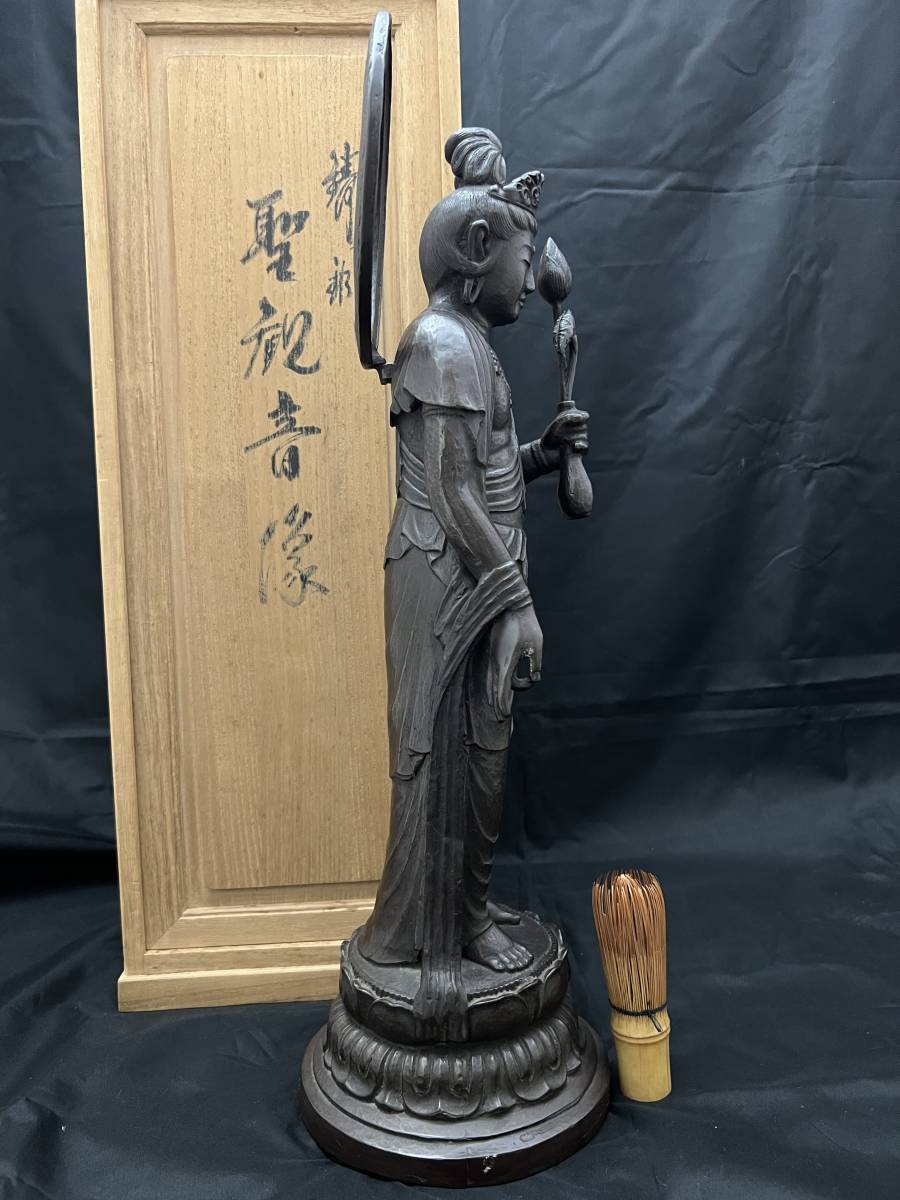 Takaoka Copperware Guanyin Sculpture w/Box H21inch 280oz