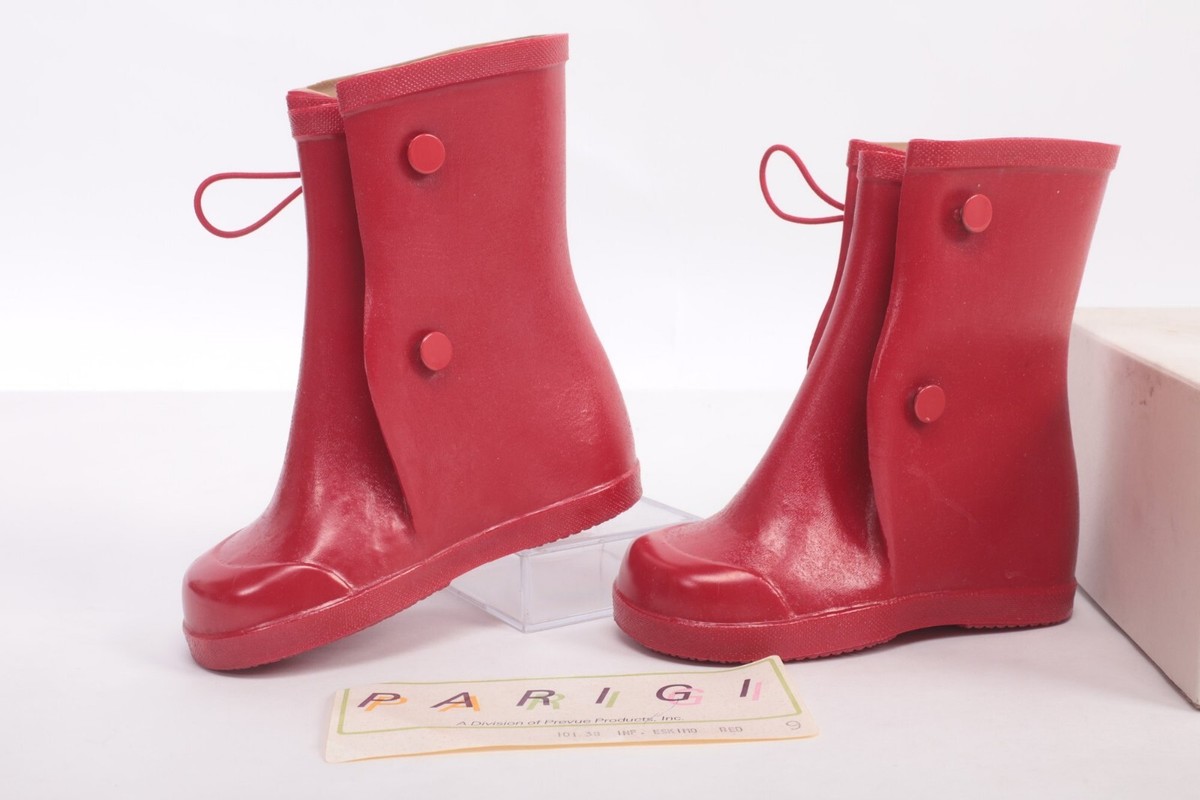 VINTAGE NOS PARIGI 1960’s Child RED RUBBER RAIN BOOTS SIZE MADE IN USA