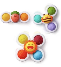 Suction Cup Spinner Toys 3pcs Spinning Top Baby Toys For 1 2 Year Old Boys Gifts