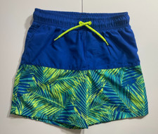 Wonder Nation Boys Swim Trunks - Size M 8 Blue  Green Palm Print