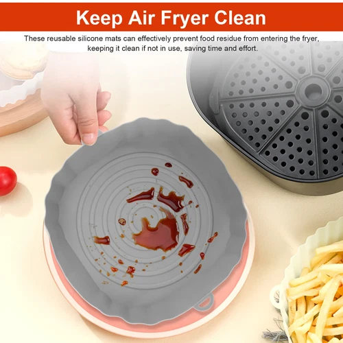 2PCS Air Fryer Silicone Pot Baskets Liners Non-Stick Safe Oven Baking Tray Mats - Picture 5 of 10