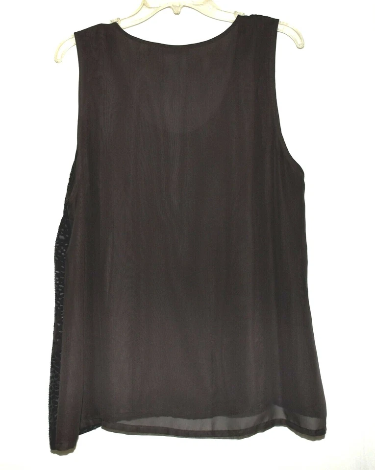 Halogen Charcoal with Black Shiny Spots Sheer Sleeveless Womens Tank Top Size XL - Image 3 of 4