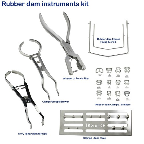 Kit Strumenti Diga di Gomma Dentale Pinza Foradiga Ainsworth Kit Strumenti Diga di Gomma Dentale Pinza Foradiga Ainsworth