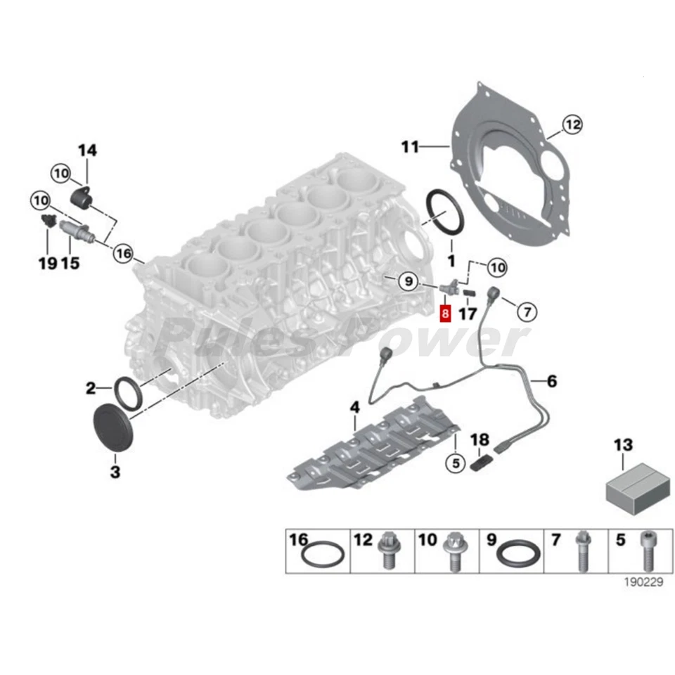 Sensor de posición del cigüeñal FEBI 13-62-7-525-015 OEM para BMW M3 M5 X3 X5 X6 Z4 I3 Foto 4 de 4