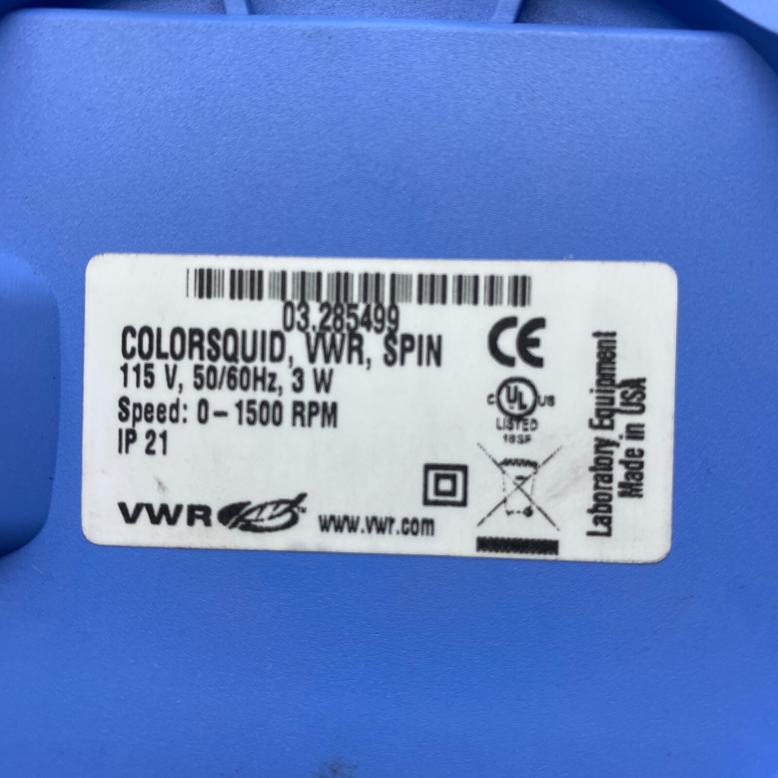 VWR INTERNATIONAL COLORSQUID SPIN 115V 50/60HZ 0-1500 RMP ACCELERON 2140 ⭐