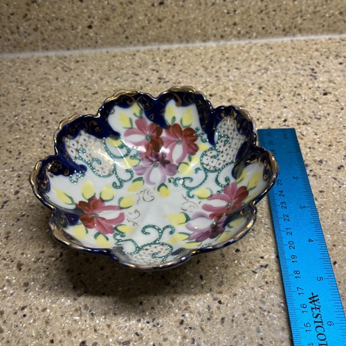 Vintage Hand Painted Floral Trinket Dish with Gold Trim - 第 9/10 張圖片