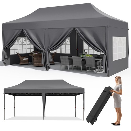 3x6m Heavy Duty Waterproof Pop Up Gazebo Garden Party Canopy Tent with 6 Sides - Picture 21 of 28