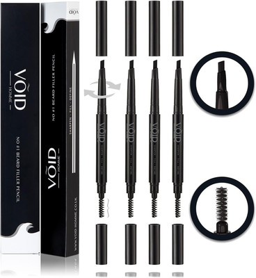 Beard Pencil Filler for Men (Black, Set of 4) - Instant Full Beard Pen Kit with 