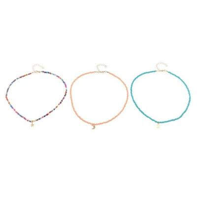 Ensemble De 3 Colliers En Perles - Turquoise, Multicolore Et Rose, Neuf Étiqueté !