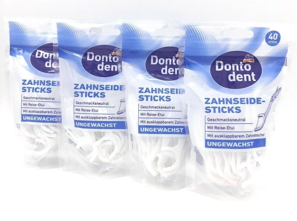 ✅ Dontodent Zahnseidesticks ungewachst Zahnband 40 Stück Zahnpflege Auswahl Neu✅