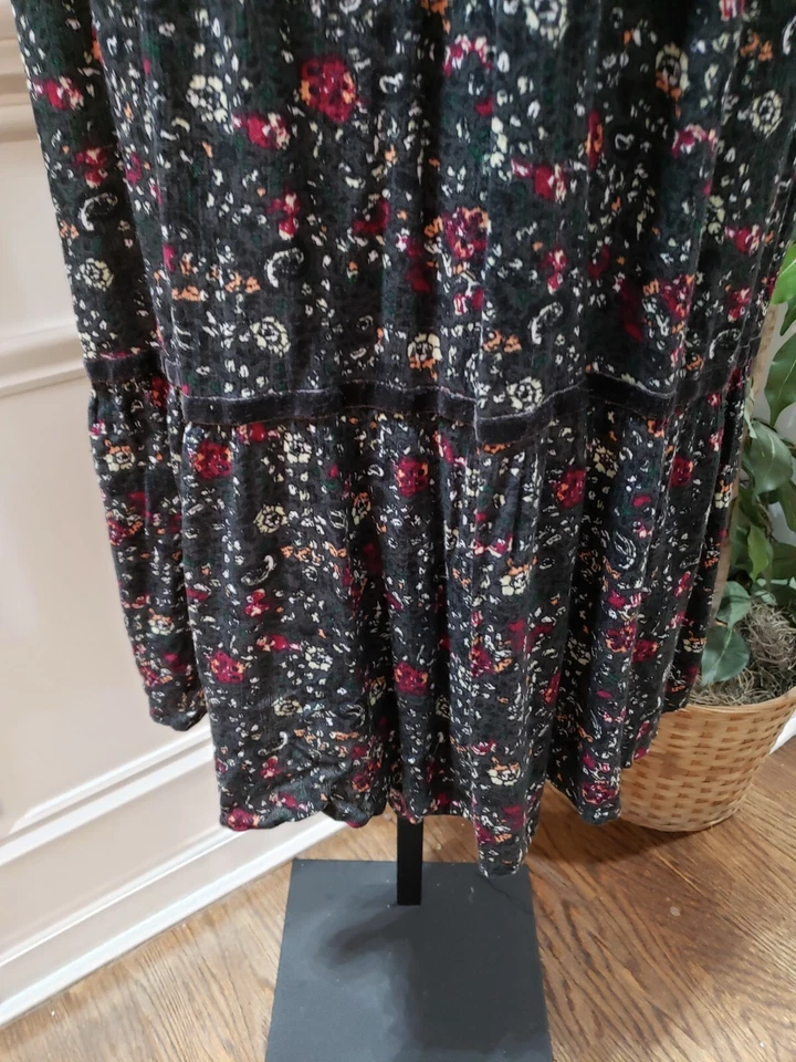 Maxi vestido largo manga larga cuello redondo 100 % rayón negro New Directions para mujer 14 Foto 4 de 4