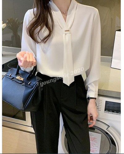 New Spring Fashion Korean Women Button Down Shirt Career Casual Business Blouse - Picture 55 of 106