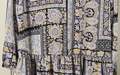 Emma & Michele Dress Women's Size M Black Paisley Floral Tiered Cottagecore BOHO - Picture 16 of 21