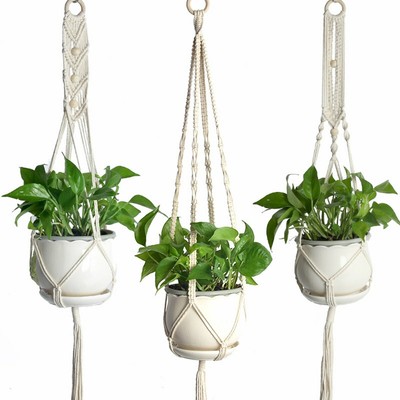 3pcs Plant Hanger Macrame Jute Indoor Outdoor Ceiling Balcony Round Pots Diy Ebay