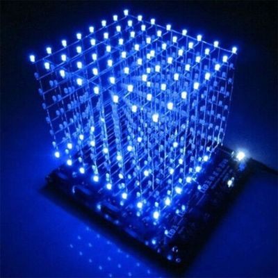 ICubeSmart 3D8P Blue 3D LED Würfel Set, LED Cube Bausatz DIY Kit LED Licht Cube DIY Elektronik 8x8x8 Wuerfel Bausatz 3d8p Blue