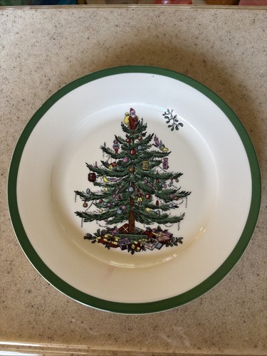 Spode Christmas Tree Green Trim Salad Plate Dishwasher Freezer Microwave Safe - Picture 2 of 7