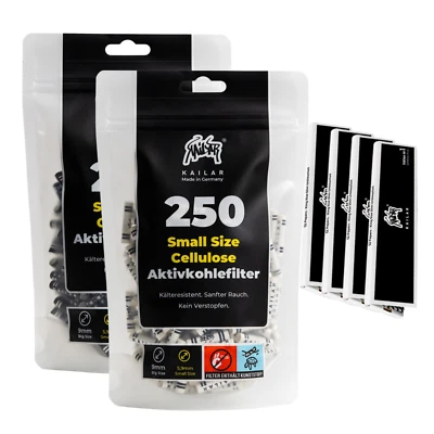 2 Beutel (500 Filter) KAILAR Aktivkohlefilter Mix, 6 mm Hybridfilter + 4x Paper!