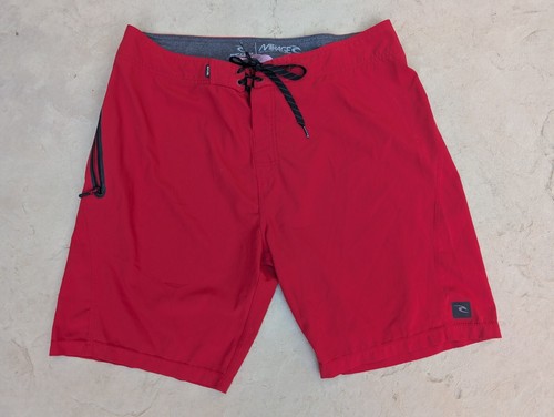 Rip Curl Mirage Flex Board Shorts Mens 36 Solid Red Quick Dry 21' Outseam
