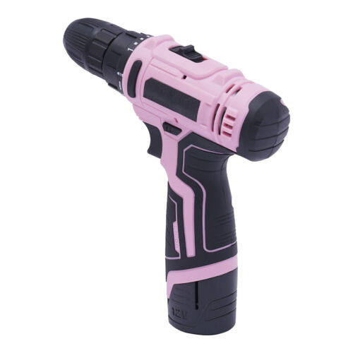Pink Cordless Drill Set Electric Screwdriver Power Driver Kit for Women 26 Piece - Picture 5 of 12