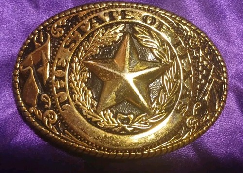 Vintage The State Of Texas W/Star & Filigree Silver Tone Belt Buckle - Picture 8 of 11