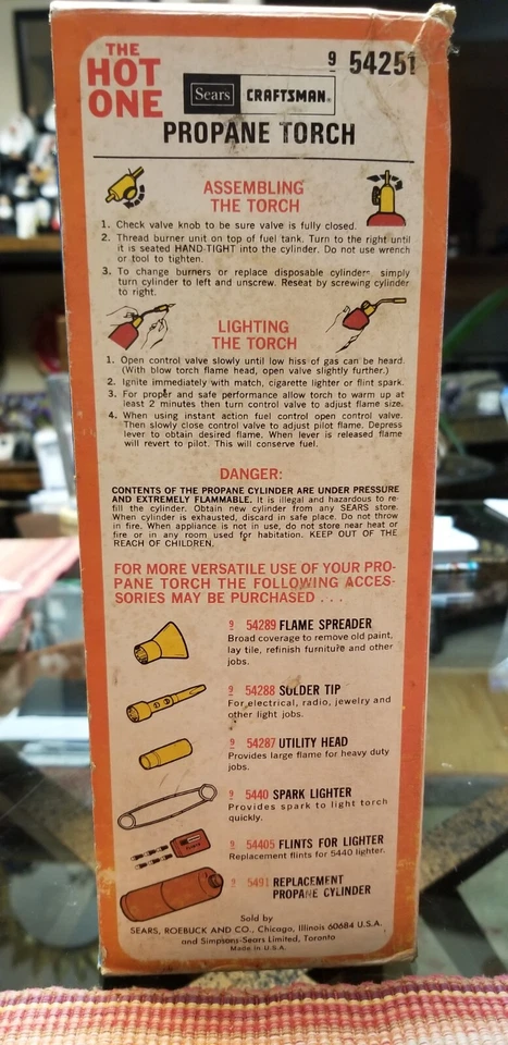 NOS! Sears Craftsman The Hot One Regular Action Propane Torch Kit #54251 - Image 2 of 4