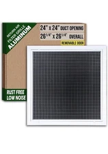 Aluminum Eggcrate Air Filter Grille 24x24 Duct, Low Noise, White