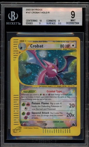 Pokemon Crobat Skyridge Crystal Holo Secret Rare #147 BGS 9 Mint