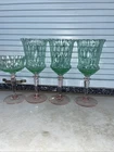 4 - 8” Vintage Watermelon Pink And Green Depression Glasses