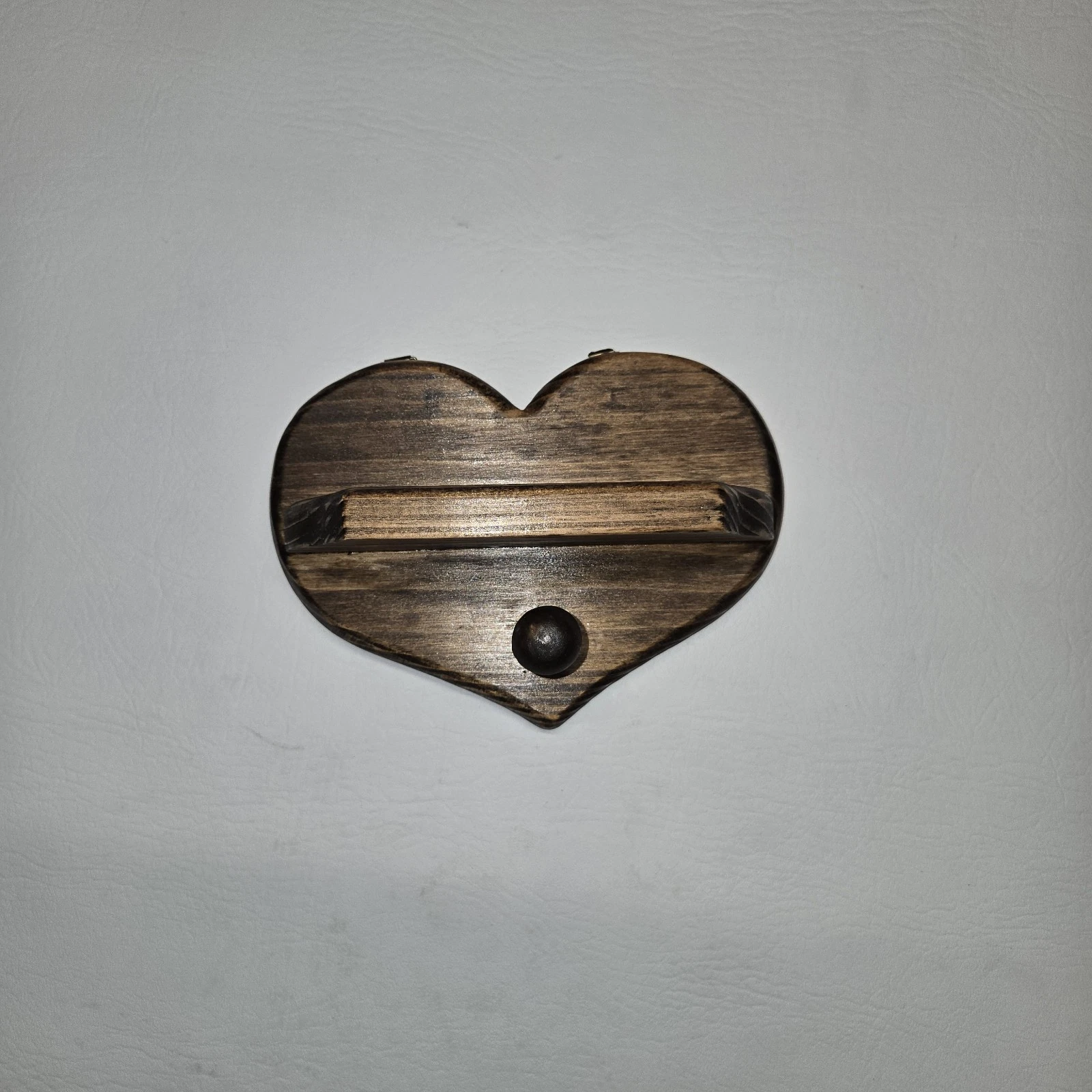 Vtg Wooden Hand Made Heart Shaped Shelf Wall Decor 1986 1 Peg 7"