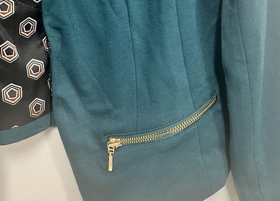 Chico's Blazer Jacket  Solid Green Open Front Lin… - image 6