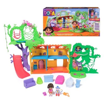 Spin Master 6073669-Dora-Der Regenwald Casita Spielset+Dora&AffeBootsFigur