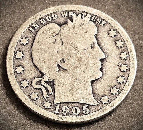 1905 BARBER QUARTER ** A GOOD COIN **   (7332)