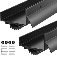 2 Pcs 1-3/4" x 36" U Shaped Aluminum Door Bottom Sweep with Drip Cap Screw-on...