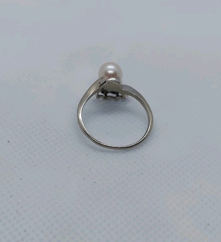 14 Karat Weißgold Ring mit Perlen und Diamanten, Größe 9 - Bild 10 von 19