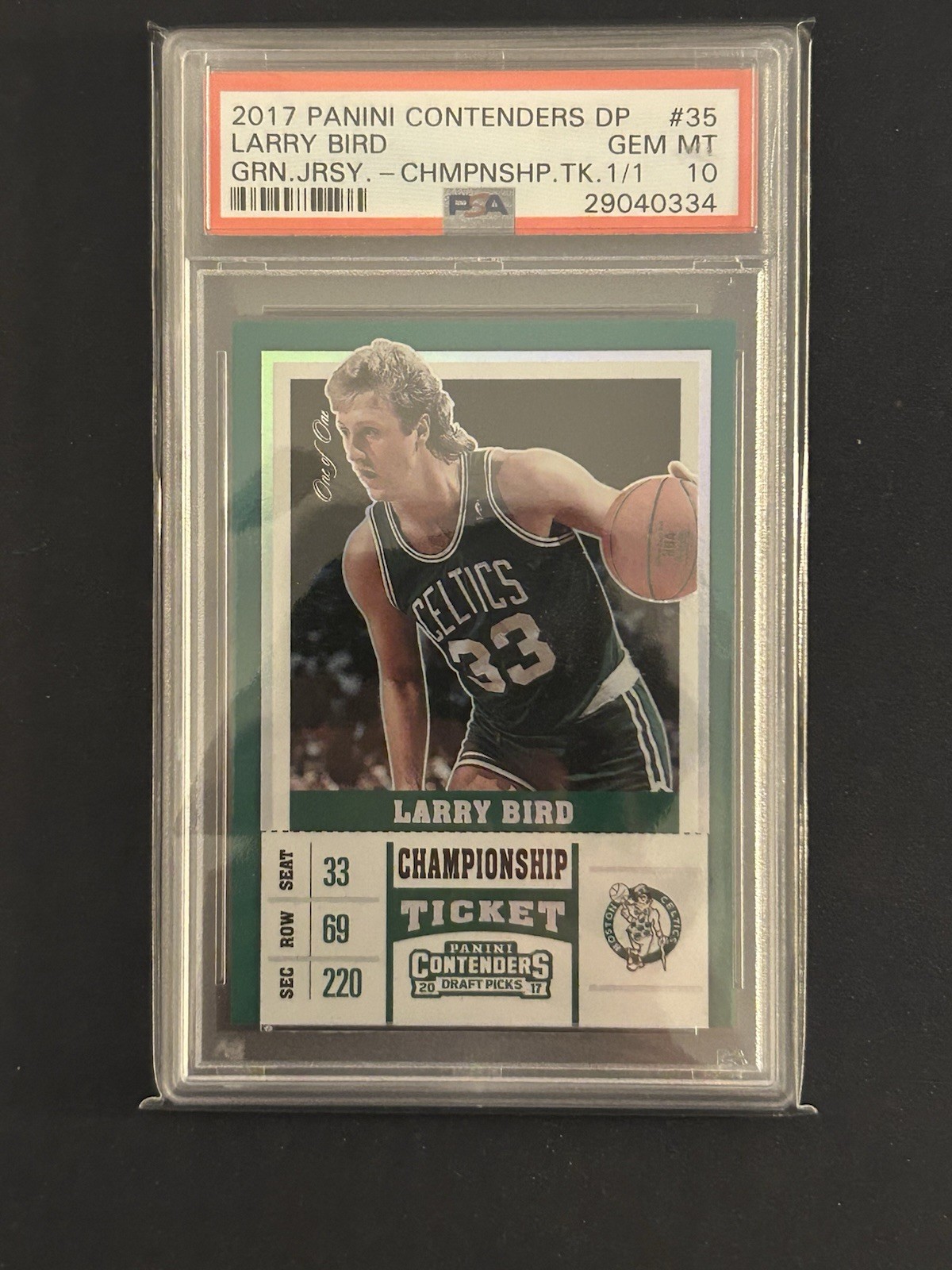 2017 Panini Contenders DP Larry Bird Championship Ticket 1/1  One of One PSA 10