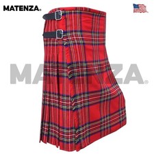 Scottish 8 Yard Royal Stewart Tartan Kilt   Handmade with 16oz Acrylic Wool