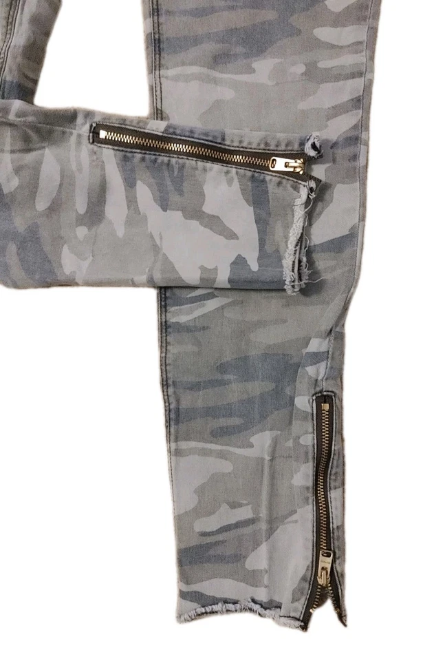 Express Pants Leggings Camouflage Mid Rise Zip Ankle Stretch Raw Hem 0R 0 Reg  - Image 4 of 4