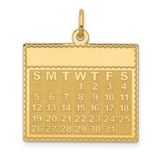 14k Yellow Gold Wednesday Start Perpetual Calendar Charm Pendant, 22mm
