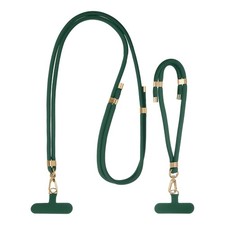 Adjustable Cell Phone Lace with Shoulder Strap and Cuff, Dark Green