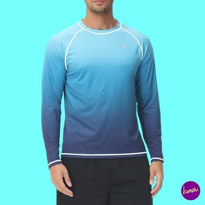 HUAYUZH Herren Rash Guard Schwimmoberteil, Farbverlauf, Blau, UK 2XL | EU 3XL