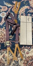 Vtg Metropolitan Suspender Co Leather Maroon Silk Suspenders NOS 1940s 32  NEW