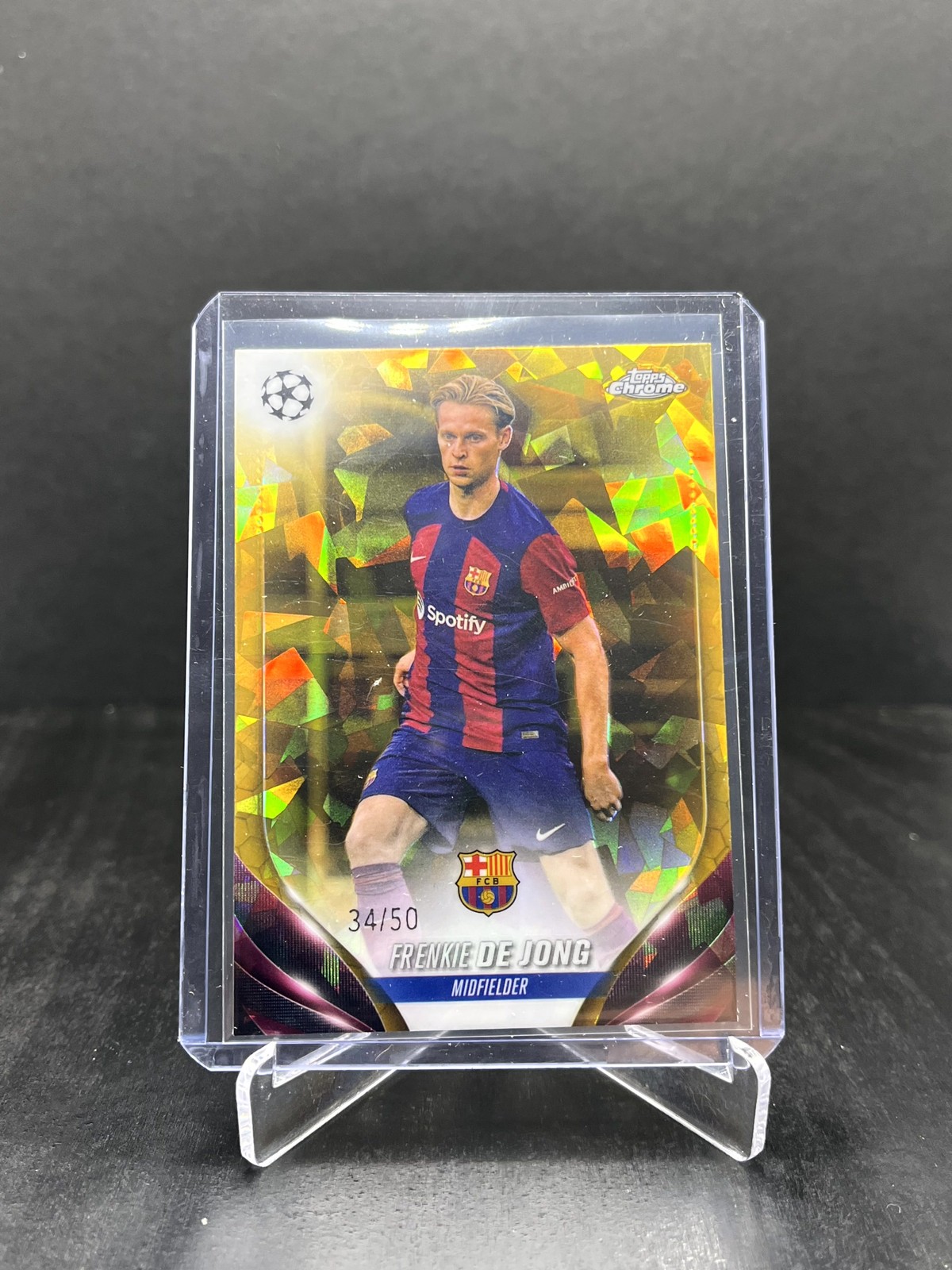 2023-24 Topps Chrome Sapphire UEFA Soccer Frenkie de Jong Gold 34/50 #166